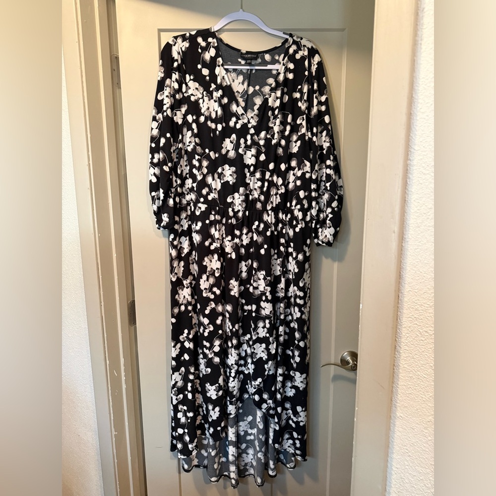 Lane Bryant Black and White Floral High Low Dress
